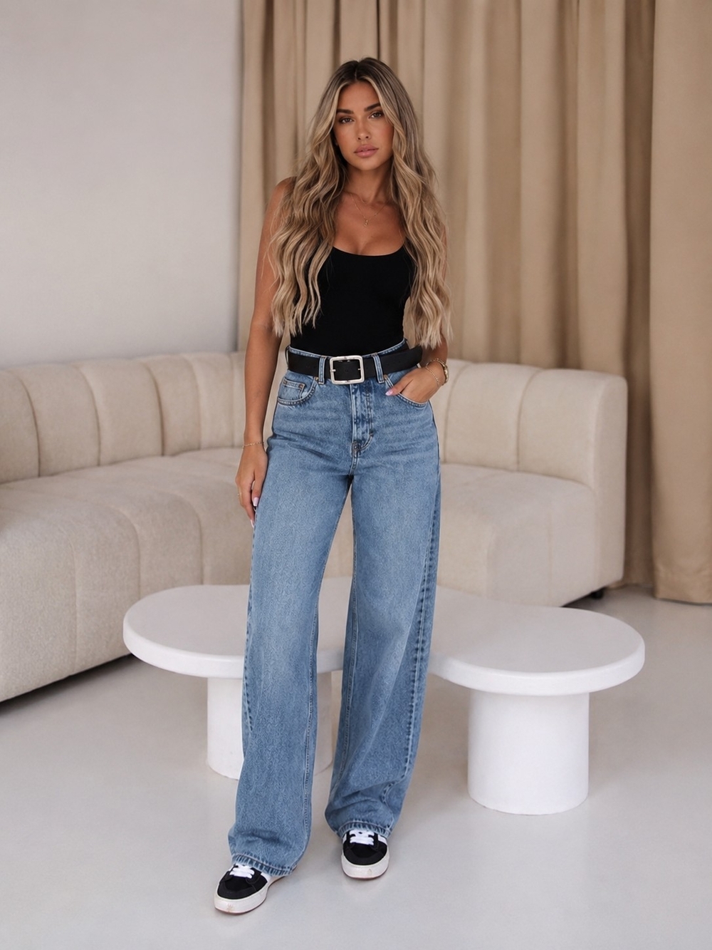 Zara Light Blue Wide Leg High-Rise Jeans